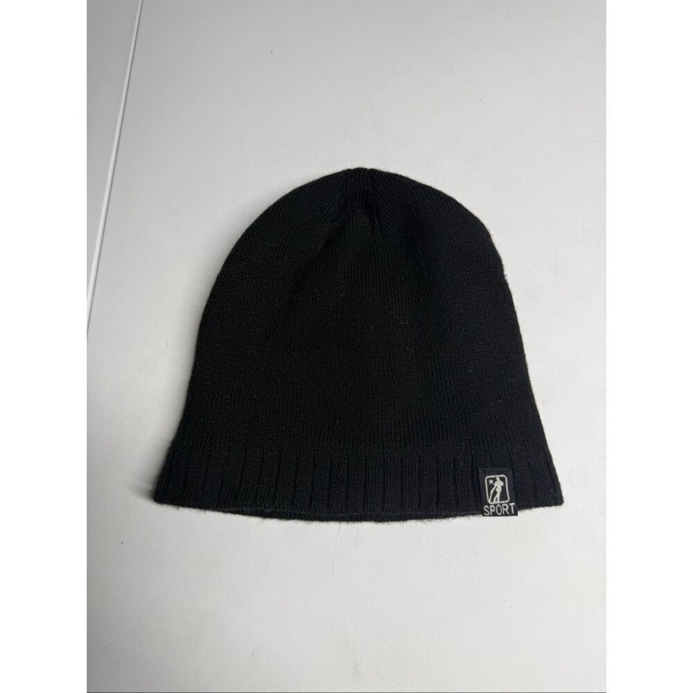Sport Unisex Knit Fleece Lined Hat One Size Black